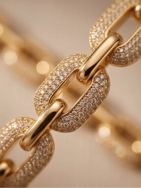 14K Gold Plated Pave Link Bracelet (7" – 7.5")